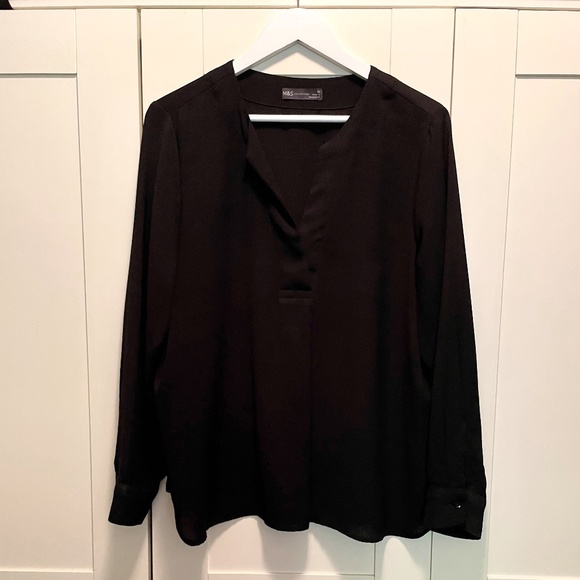 M&S Black Long Sleeve Blouse Size UK 16 - Picture 1 of 6